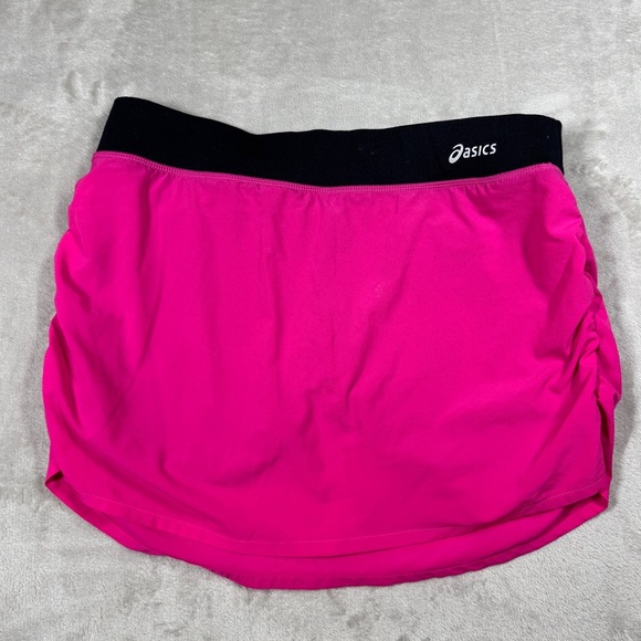 ASICS Pink Black Ruched Tennis Athletic Mini Skirt Shorts Size Medium - Picture 1 of 16